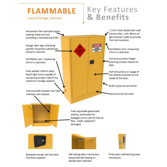 100Ltr Flammable Liquid Storage Cabinet Class 3 | Equipment Warehouse ...